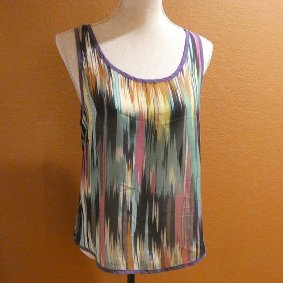 DENIMLABS Tops - DenimLab Watercolor Sheer Hi-Lo Tank - M